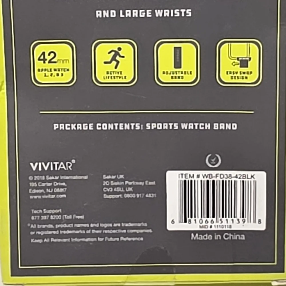 Smartwatch Vivitar Adventure Awaits Black Silicone Sport Apple Watch Band 42mm